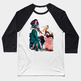 Power Girl Retro Vintage Warrior Sword of the Seven Suns Comic Cover Pulp Fiction Old Baseball T-Shirt